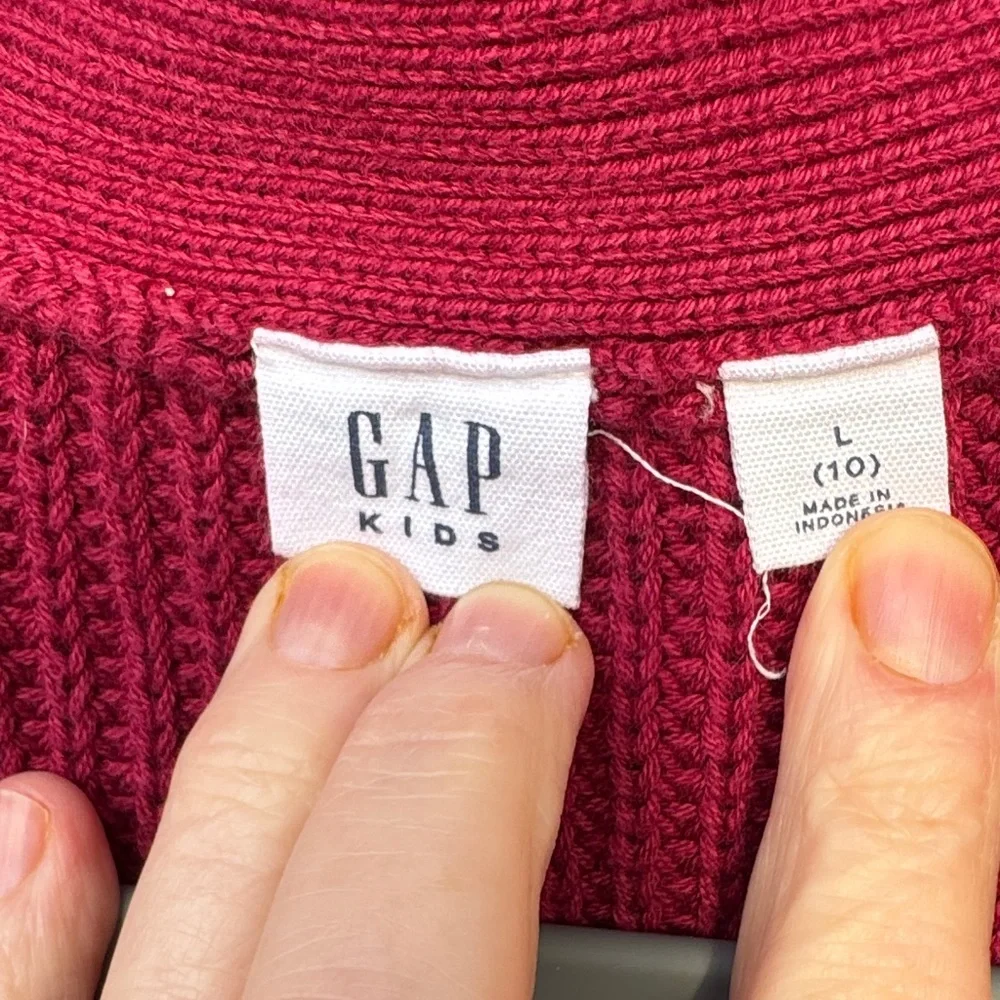 GAP Burgundy & Hot Pink Striped Girls Cropped Cardigan size L (10)